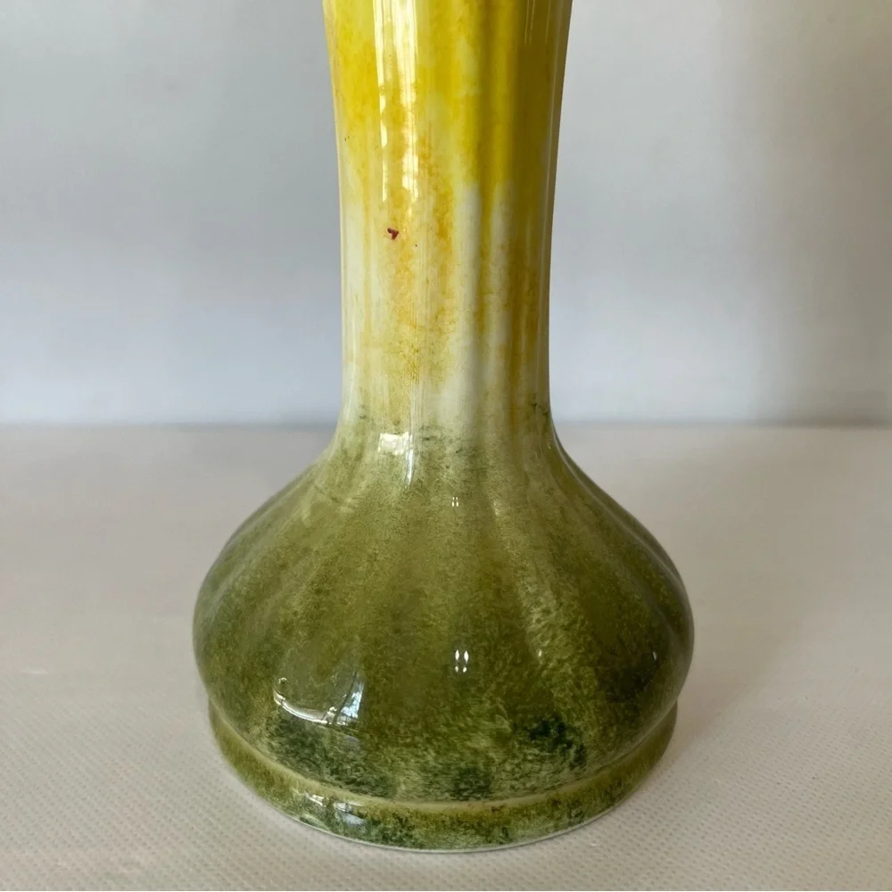 Vintage Italian Ceramic Yellow Green Jack in the Pulpit Vase Calla Lily
